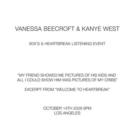 Kanye West Album 808. Vanessa Beecroft and Kanye